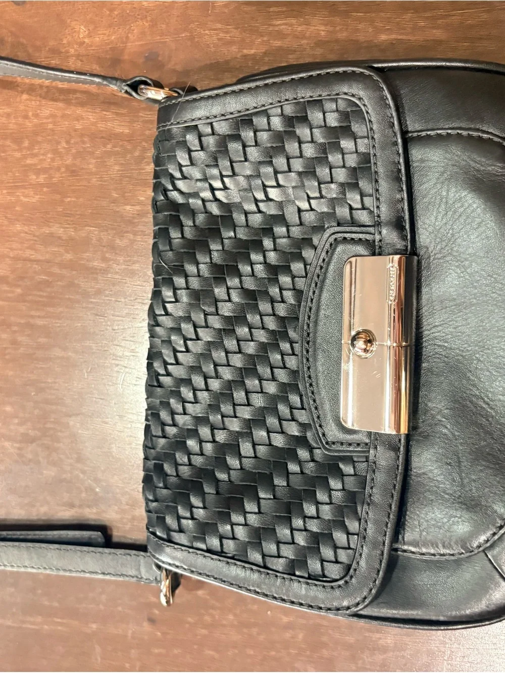 Y2K Coach Kristin Woven Braided Leather Crossbody Bag